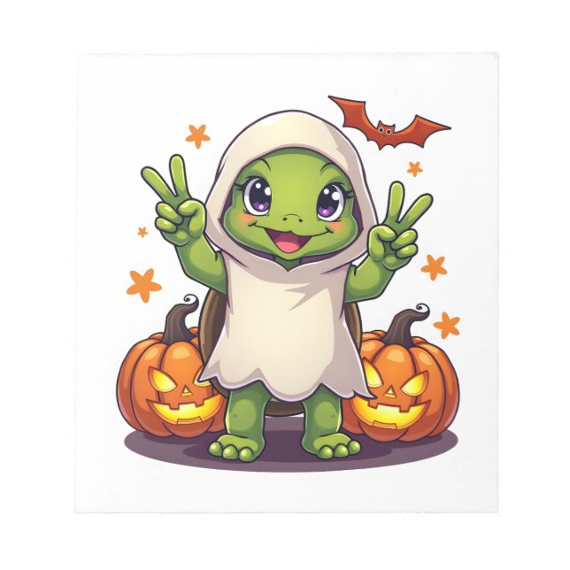 Bloc De Notas Funny Turtle Ghost Pumpkin Boo Halloween Kids Mens (Frente)