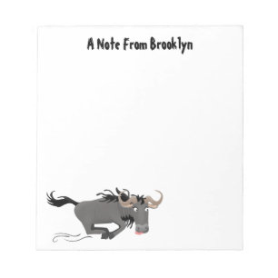 Bloc De Notas Funny Wildebeest corriendo ilustracion personaliza