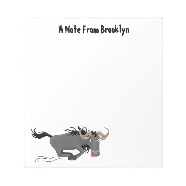 Bloc De Notas Funny Wildebeest corriendo ilustracion personaliza (Frente)