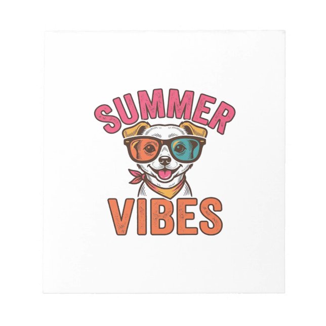 Bloc De Notas Gafas de sol para perros Summer Vibes Diseño de ca (Frente)