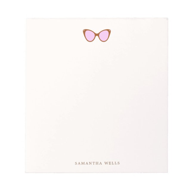 Bloc De Notas Gafas de sol Retro Rosa Personalizadas Gracias (Frente)
