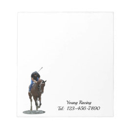 Bloc De Notas Galloping Thoroughbed Horse And Rider Notepad