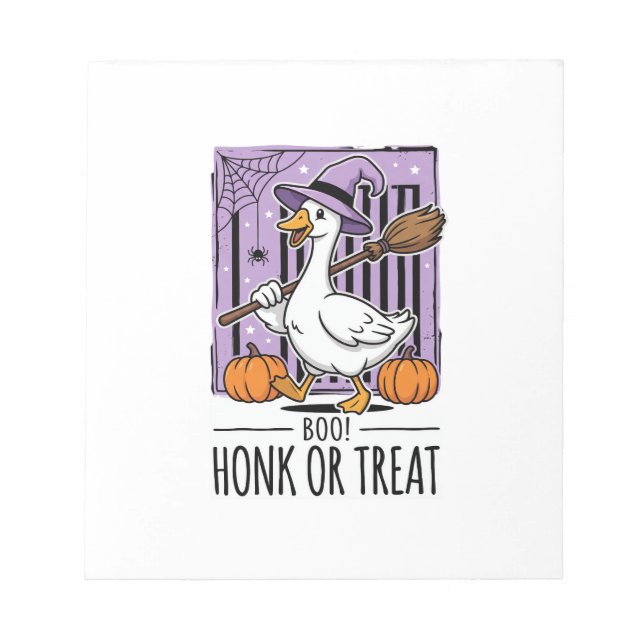 Bloc De Notas Ganso de Bruja de Halloween Honk o Tratar (Frente)