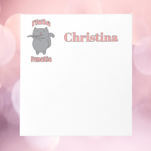 Bloc De Notas Gata Gris Fanática de la Flauta Personalizable