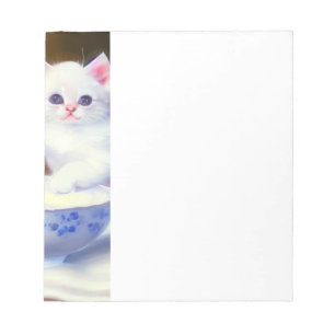 Bloc De Notas Gatito blanco vintage con cinta morada
