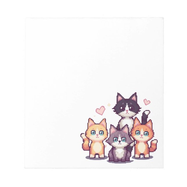 Bloc De Notas Gatitos Coloridos Pixelados (Frente)