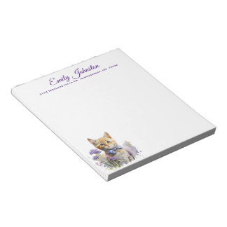 Bloc De Notas Gato acuarela en Personalizado de flores