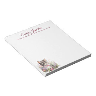 Bloc De Notas Gato acuarela en Personalizado de flores