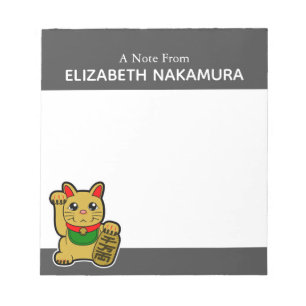 Bloc De Notas Gato afortunado dorado personalizado