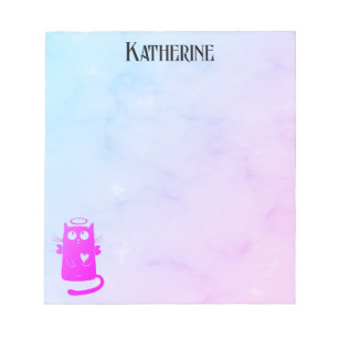 Bloc De Notas Gato Ángel Funny Morado Ombre