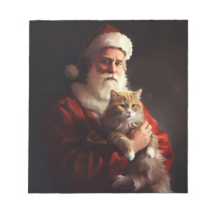 Bloc De Notas Gato Angora Turco Santa Claus Festivo Navidad