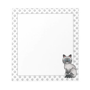 Bloc De Notas Gato atigrado azul Birman / Ragdoll adorable & pat