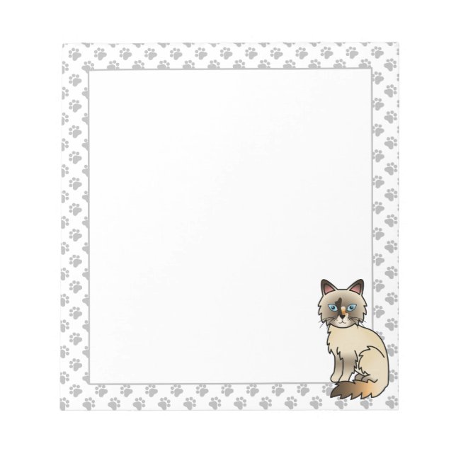 Bloc De Notas Gato atigrado Birman / Ragdoll Lindo Gato & Patas (Frente)
