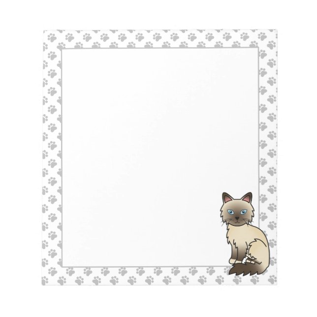 Bloc De Notas Gato Birman / Ragdoll de punta de chocolate lindo  (Frente)