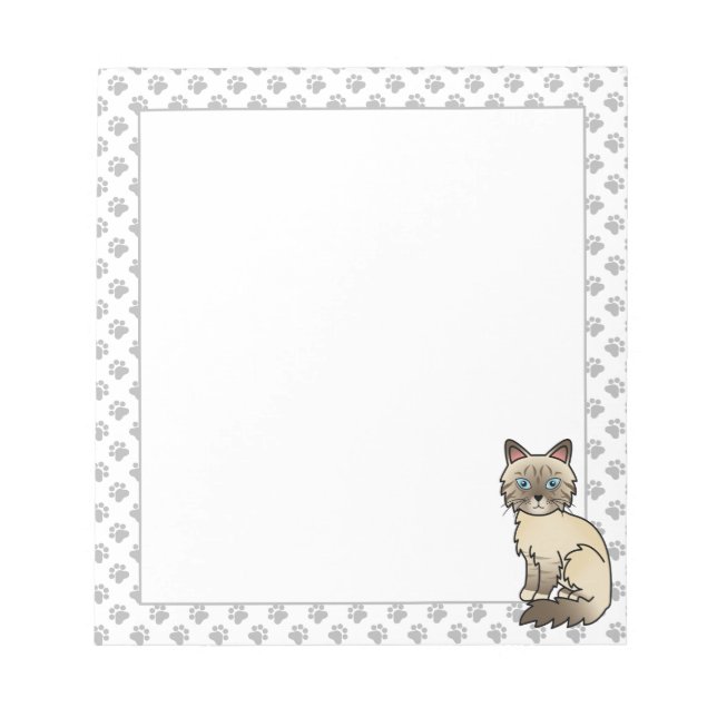 Bloc De Notas Gato Birman / Ragdoll de punto de chocolate atigra (Frente)