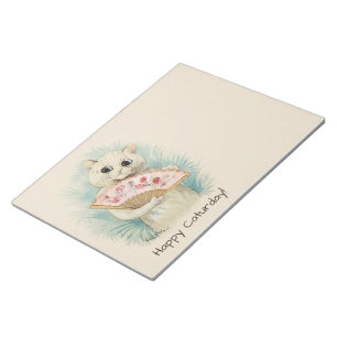 Bloc De Notas Gato blanco de Louis Wain con una fan CC0038