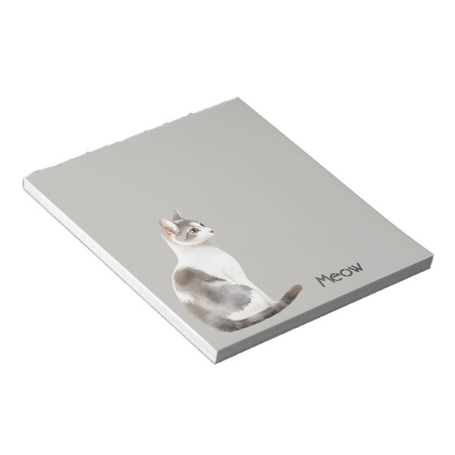 Bloc De Notas Gato Blanco Gris (Lado Derecho)