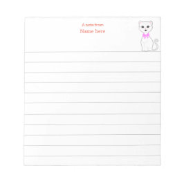 Bloc De Notas Gato blanco lindo rayado