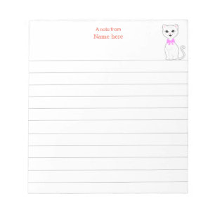 Bloc De Notas Gato blanco lindo rayado