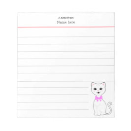 Bloc De Notas Gato Blanco Lindo Rayado
