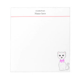 Bloc De Notas Gato Blanco Lindo Simple