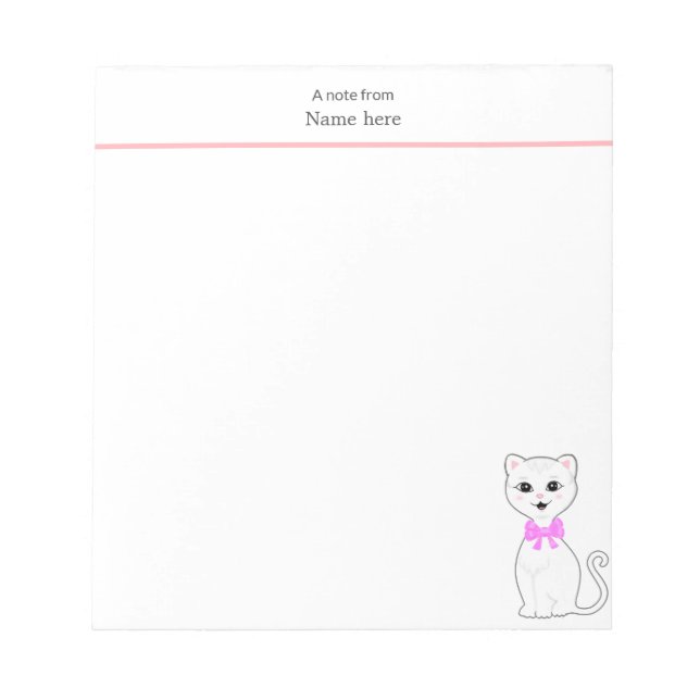 Bloc De Notas Gato Blanco Lindo Simple (Frente)