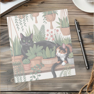Bloc De Notas Gato botánico acuarela lindo