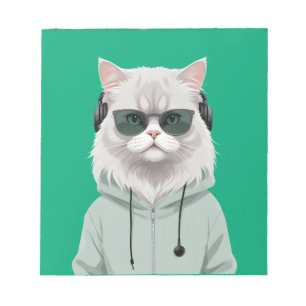 Bloc De Notas Gato con Hoodie Gracioso arte de caracter animal e