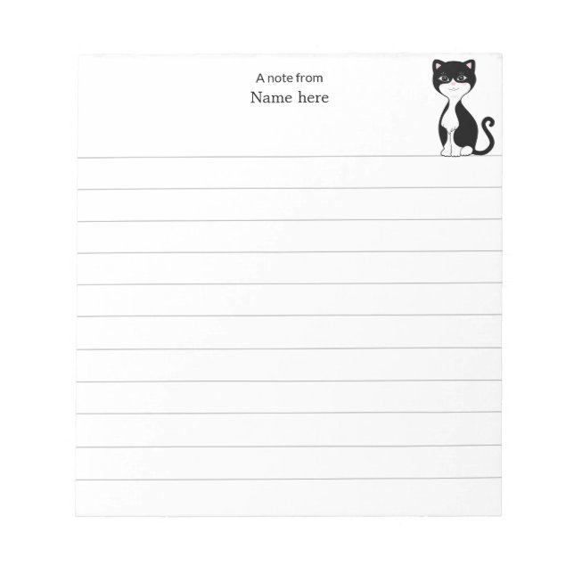 Bloc De Notas Gato de esmoquin lindo rayado (Frente)