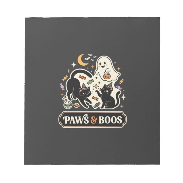 Bloc De Notas Gato de Halloween Fantasma Magia (Frente)