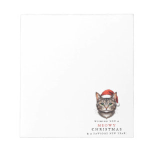 Bloc De Notas Gato de Navidad moderno y lindo con sombrero de Sa