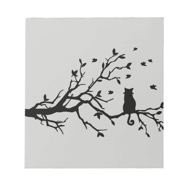 Bloc De Notas Gato en un árbol - Silhouette (Frente)