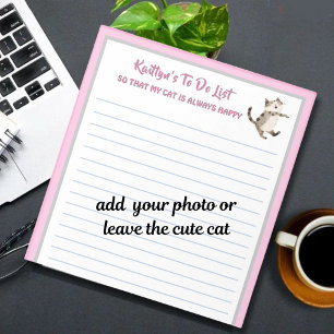 Bloc De Notas Gato feliz o foto personalizada para hacer planifi