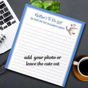 Bloc De Notas Gato feliz o foto personalizada para hacer planifi