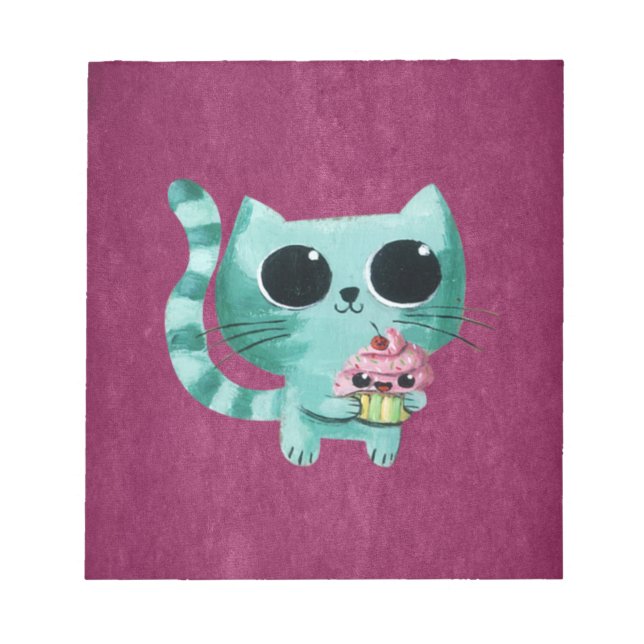 Bloc De Notas Gato Gatito Lindo con Cupcake Kawaii (Frente)