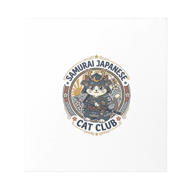 Bloc De Notas Gato japonés Samurái Arte Vectorial POD - Samurái  (Frente)