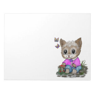 Bloc De Notas Gato Kitty y mariposa