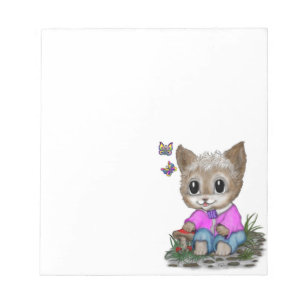 Bloc De Notas Gato Kitty y mariposa