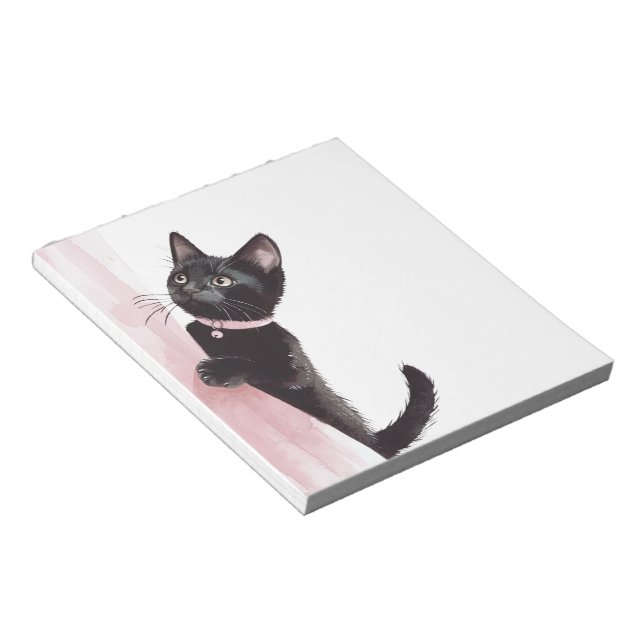 Bloc De Notas Gato Negro Cortina Rosa (Lado Derecho)
