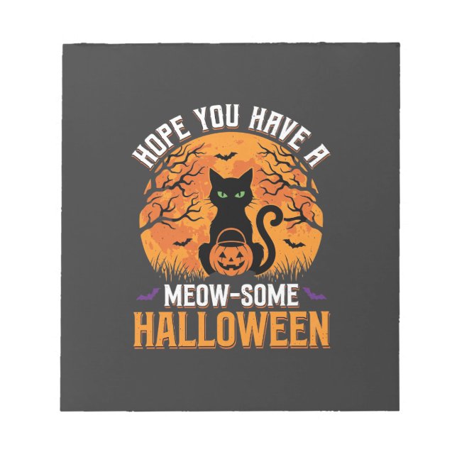 Bloc De Notas Gato Negro de Halloween Meow-Some (Frente)