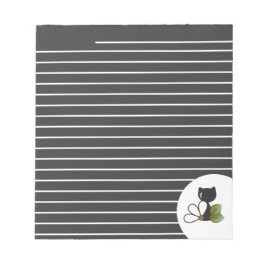 Bloc De Notas Gato negro lindo y flor – Personalizado