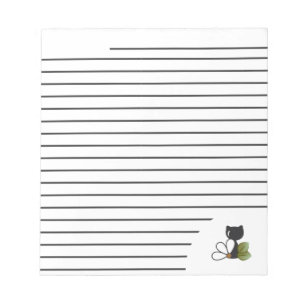 Bloc De Notas Gato negro lindo y flor – Personalizado