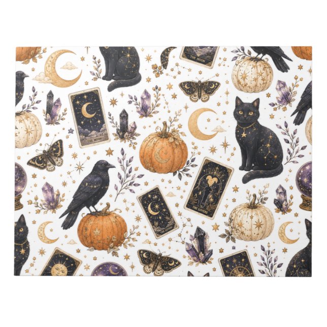 Bloc De Notas Gato negro místico Halloween Tarot celestial  (Frente)