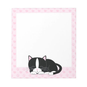 Bloc De Notas Gato soñoliento del smoking {rosa}