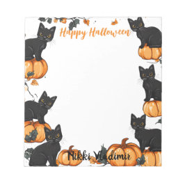 Bloc De Notas Gatos negros y calabaza Feliz Halloween