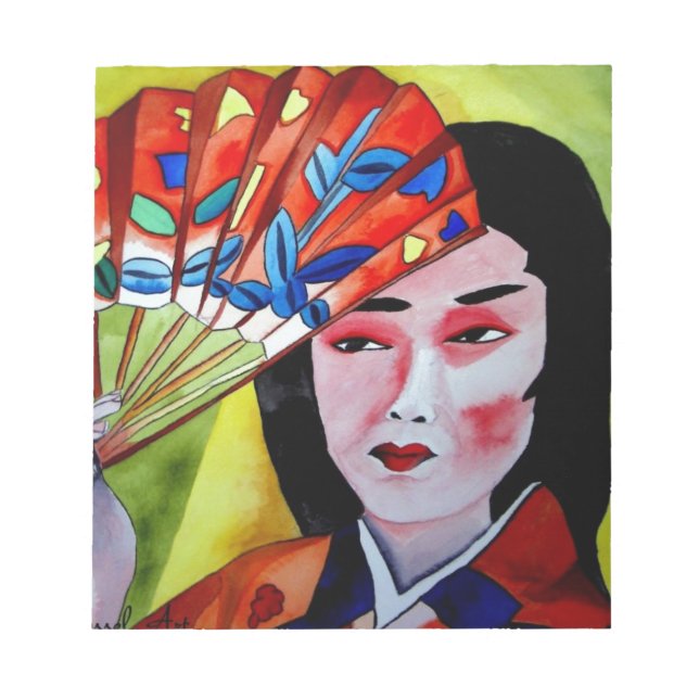 Bloc De Notas geisha japonesa con pintura de arte original de un (Frente)