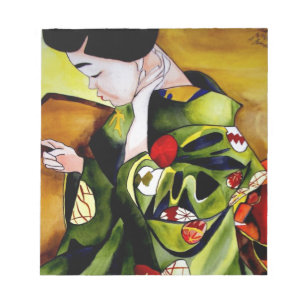 Bloc De Notas Geisha with olive green kimono