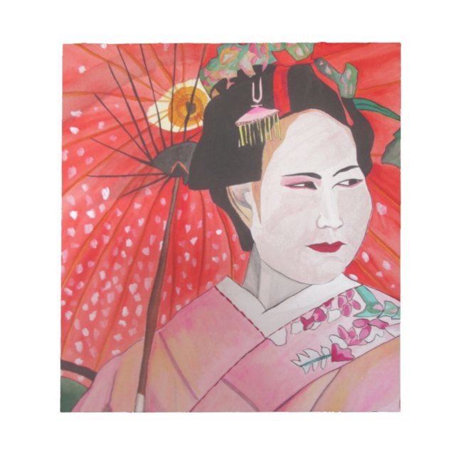 Bloc De Notas Geisha with Red Umbrella original art painting (Frente)