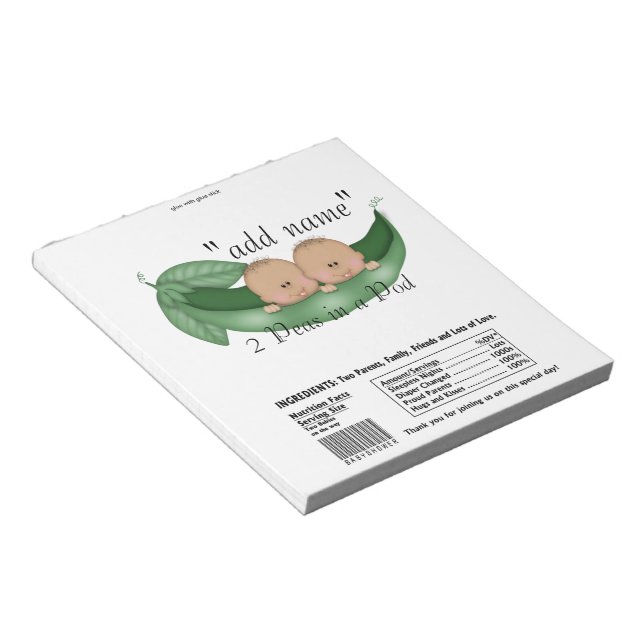 Bloc De Notas Gemelos Baby Shower Candy Bar Wrappers Party Favor (Lado Derecho)