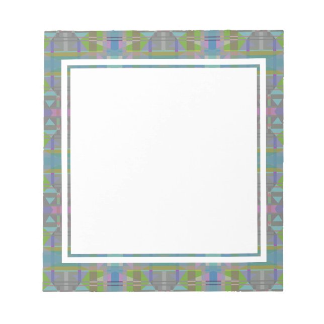 Bloc De Notas Geométrico verde azul púrpura (Frente)